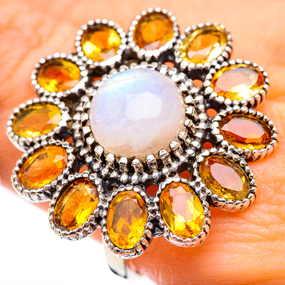 Rainbow Moonstone Rings handcrafted by Anasilvercos - RING130705