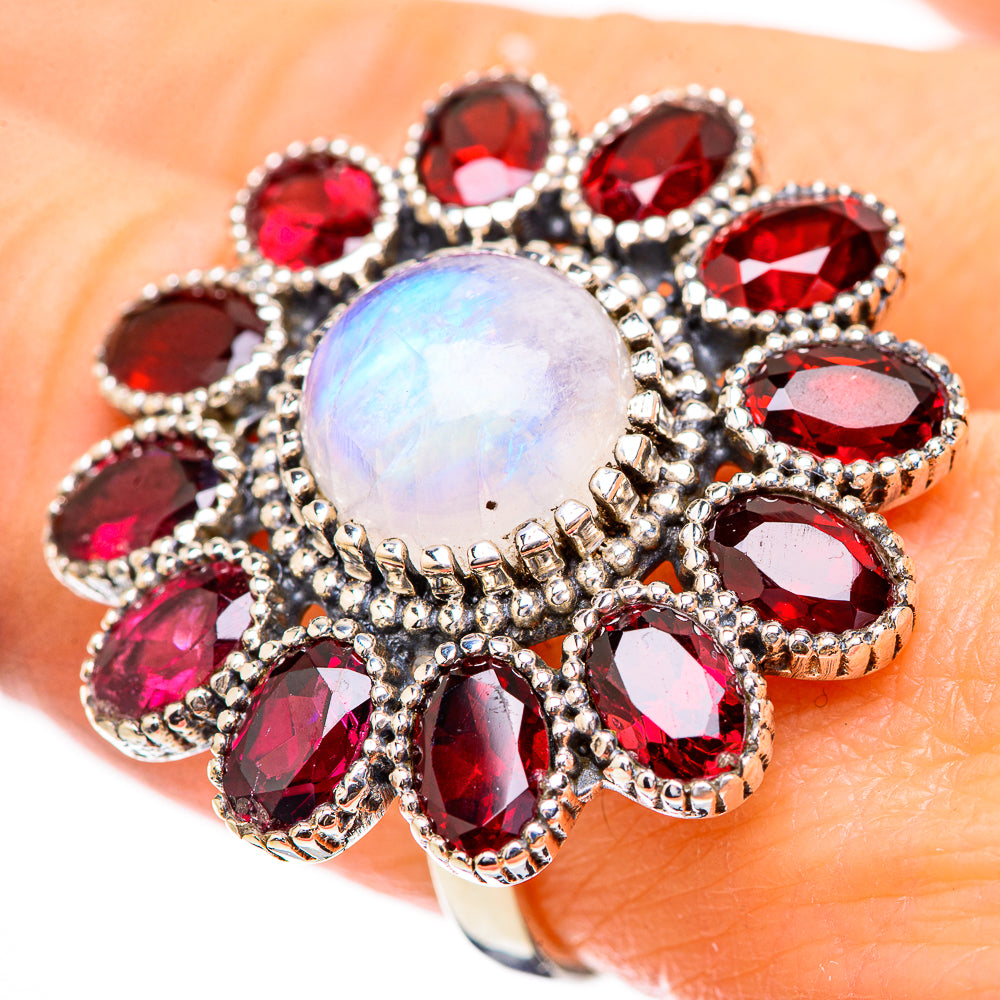 Rainbow Moonstone Rings handcrafted by Anasilvercos - RING130709