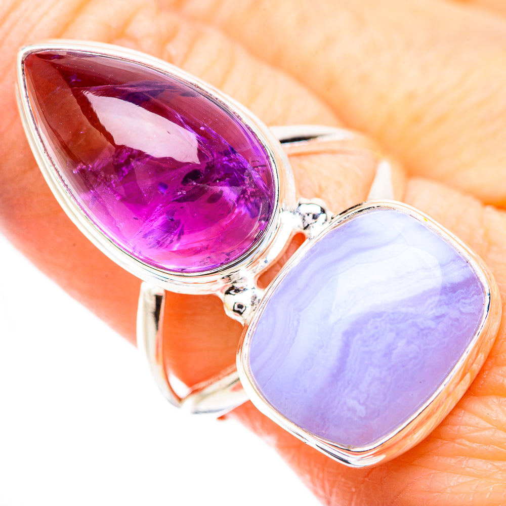 Blue Lace Agate Rings handcrafted by Anasilvercos - RING130710