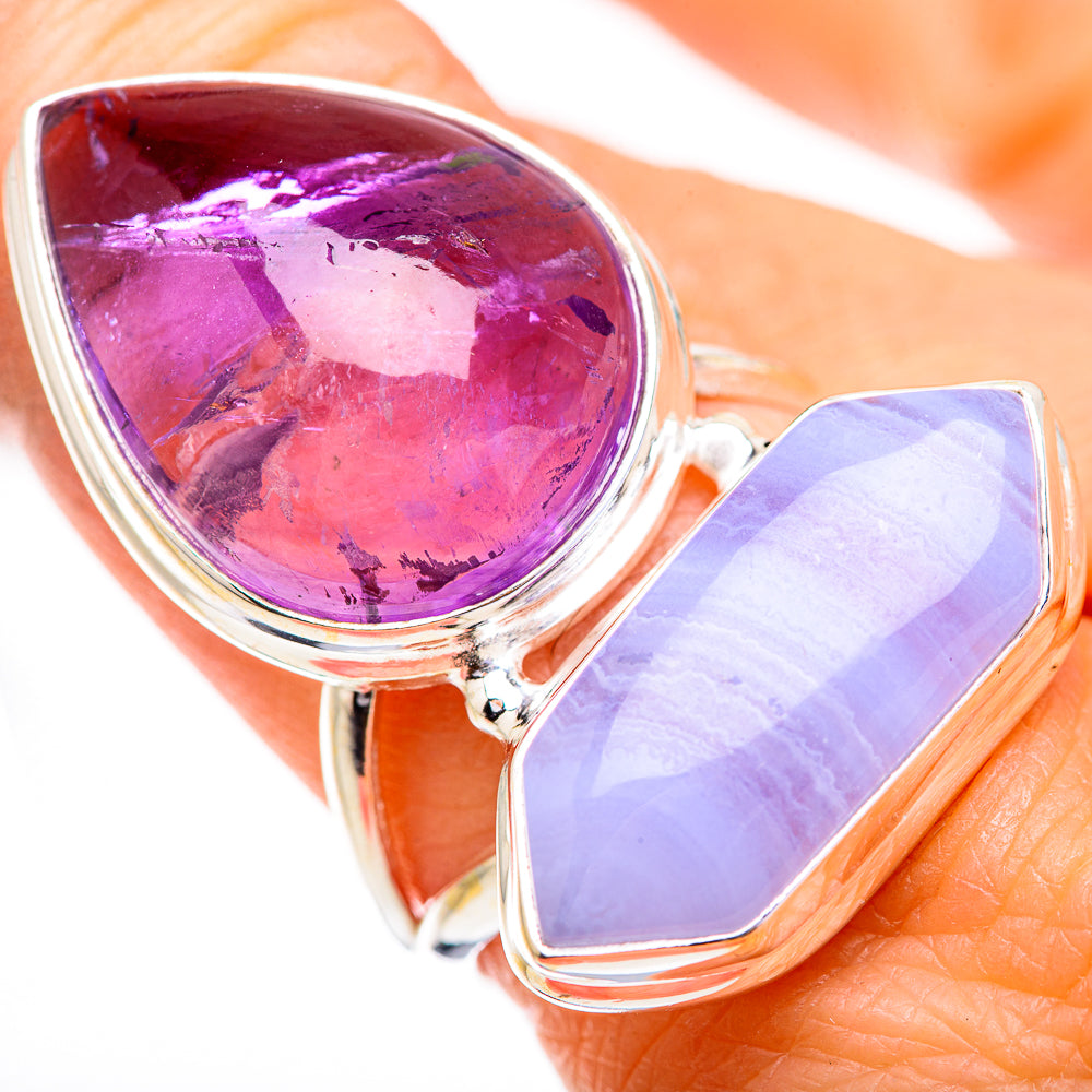 Blue Lace Agate Rings handcrafted by Anasilvercos - RING130713