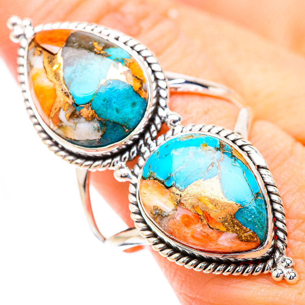 Spiny Oyster Turquoise Rings handcrafted by Anasilvercos - RING130723