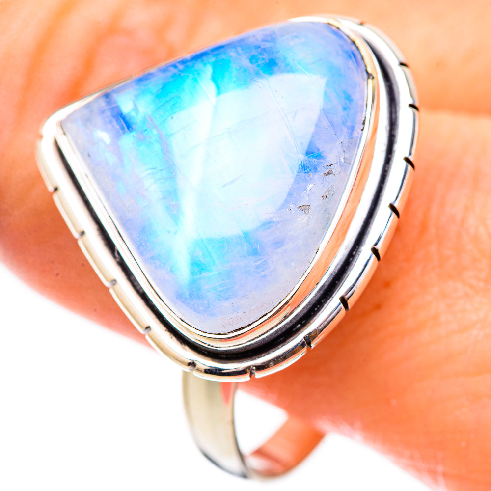 Rainbow Moonstone Rings handcrafted by Anasilvercos - RING130724