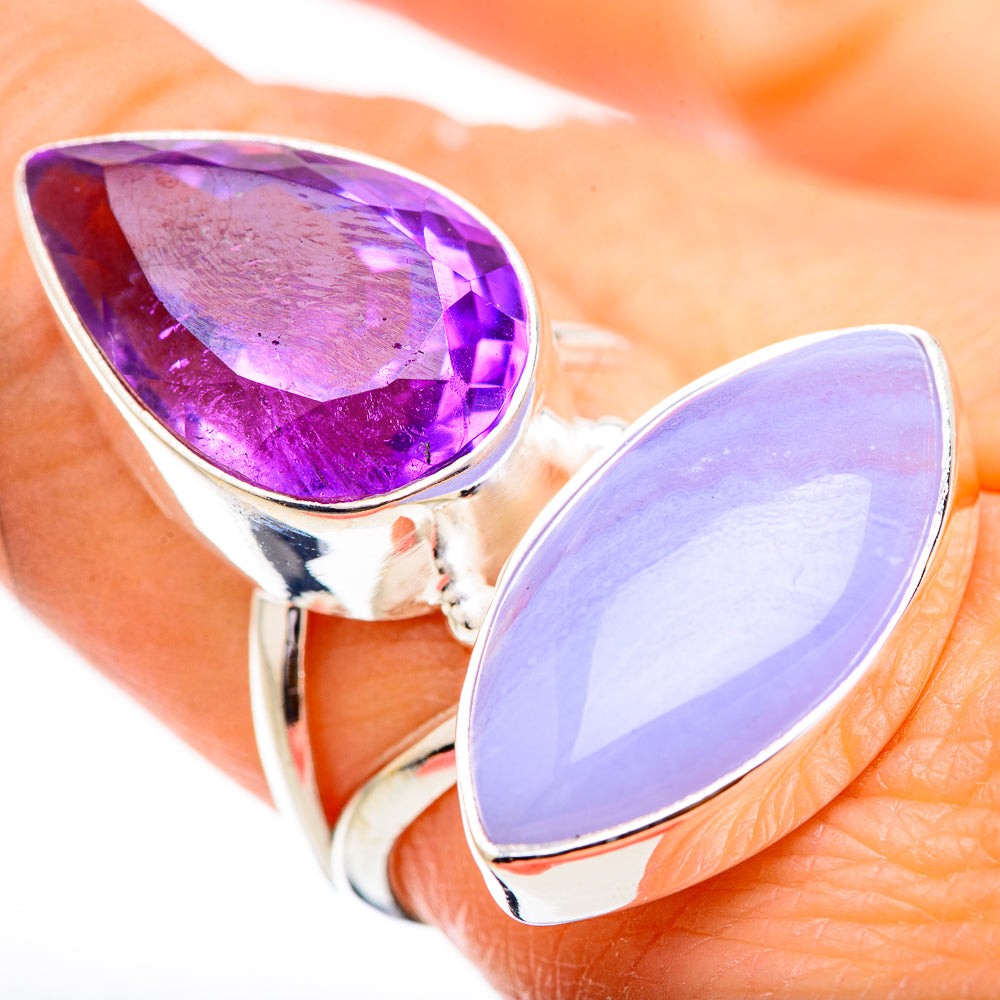 Blue Lace Agate Rings handcrafted by Anasilvercos - RING130736