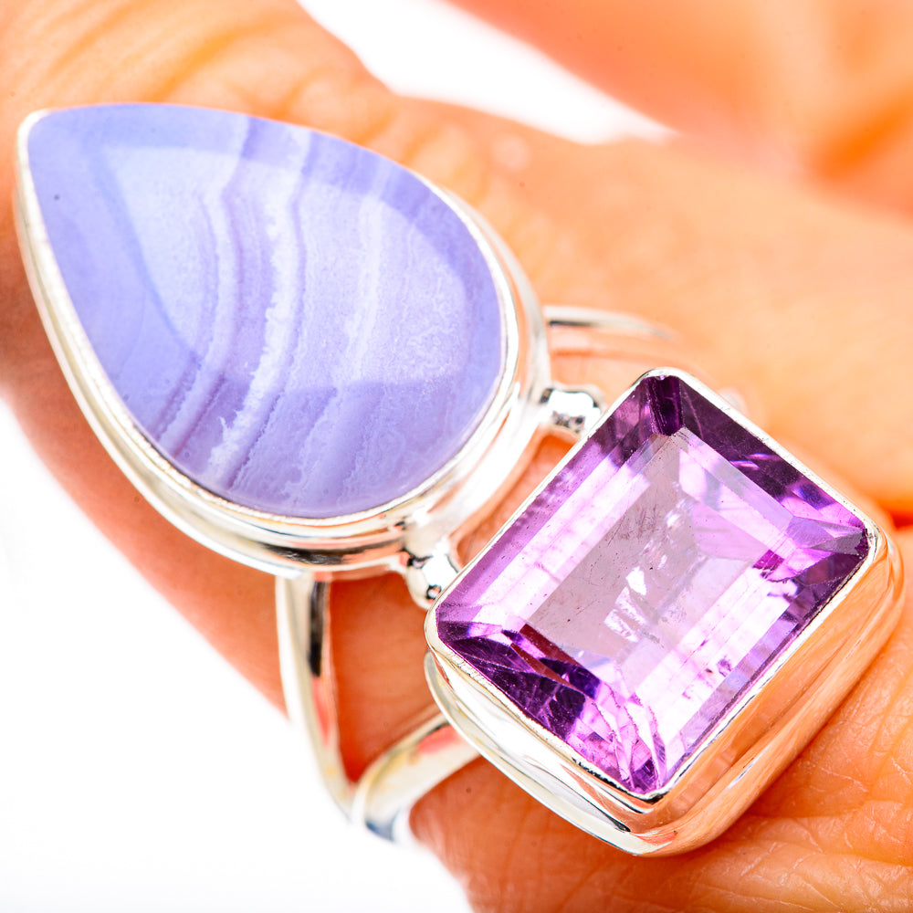 Blue Lace Agate Rings handcrafted by Anasilvercos - RING130740