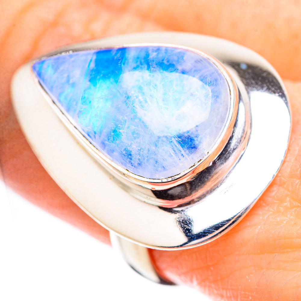 Rainbow Moonstone Rings handcrafted by Anasilvercos - RING130748