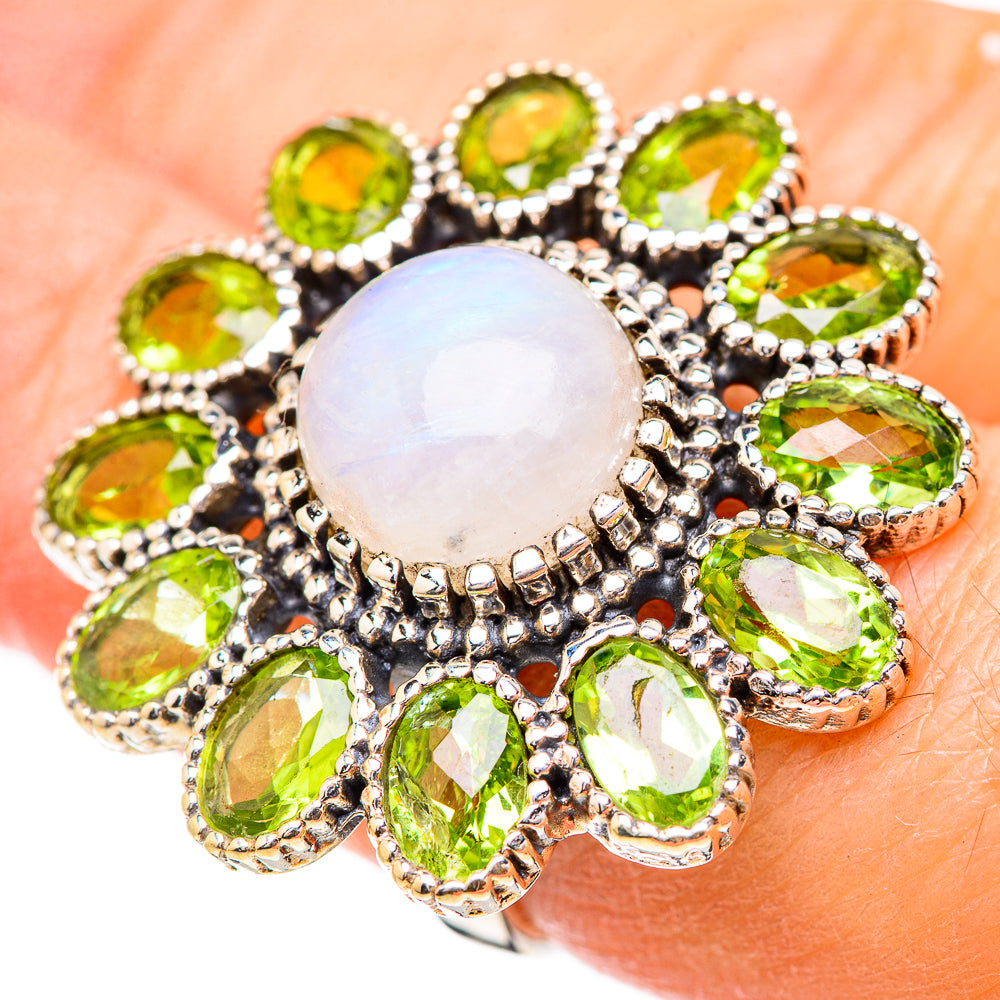 Rainbow Moonstone Rings handcrafted by Anasilvercos - RING130750