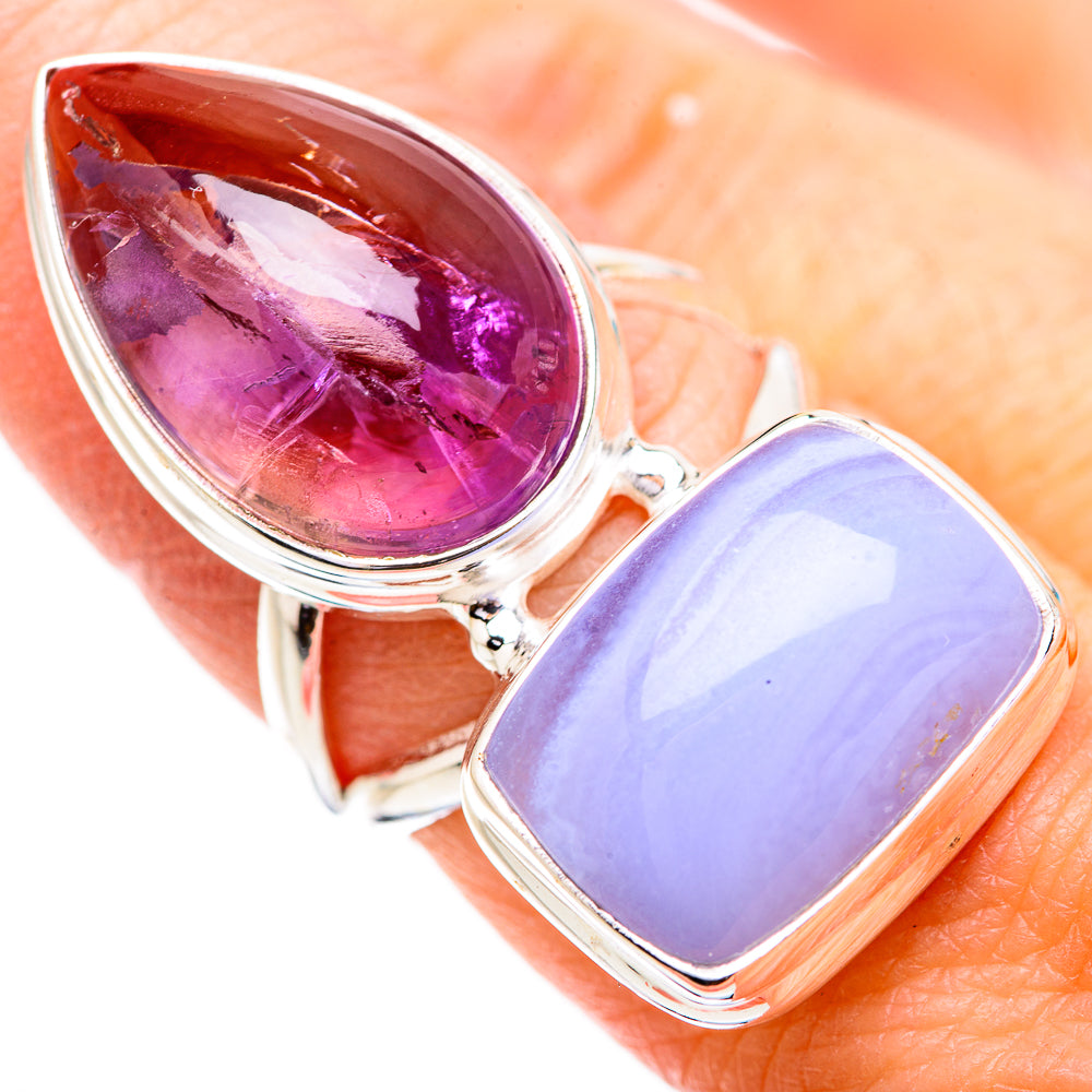 Blue Lace Agate Rings handcrafted by Anasilvercos - RING130756