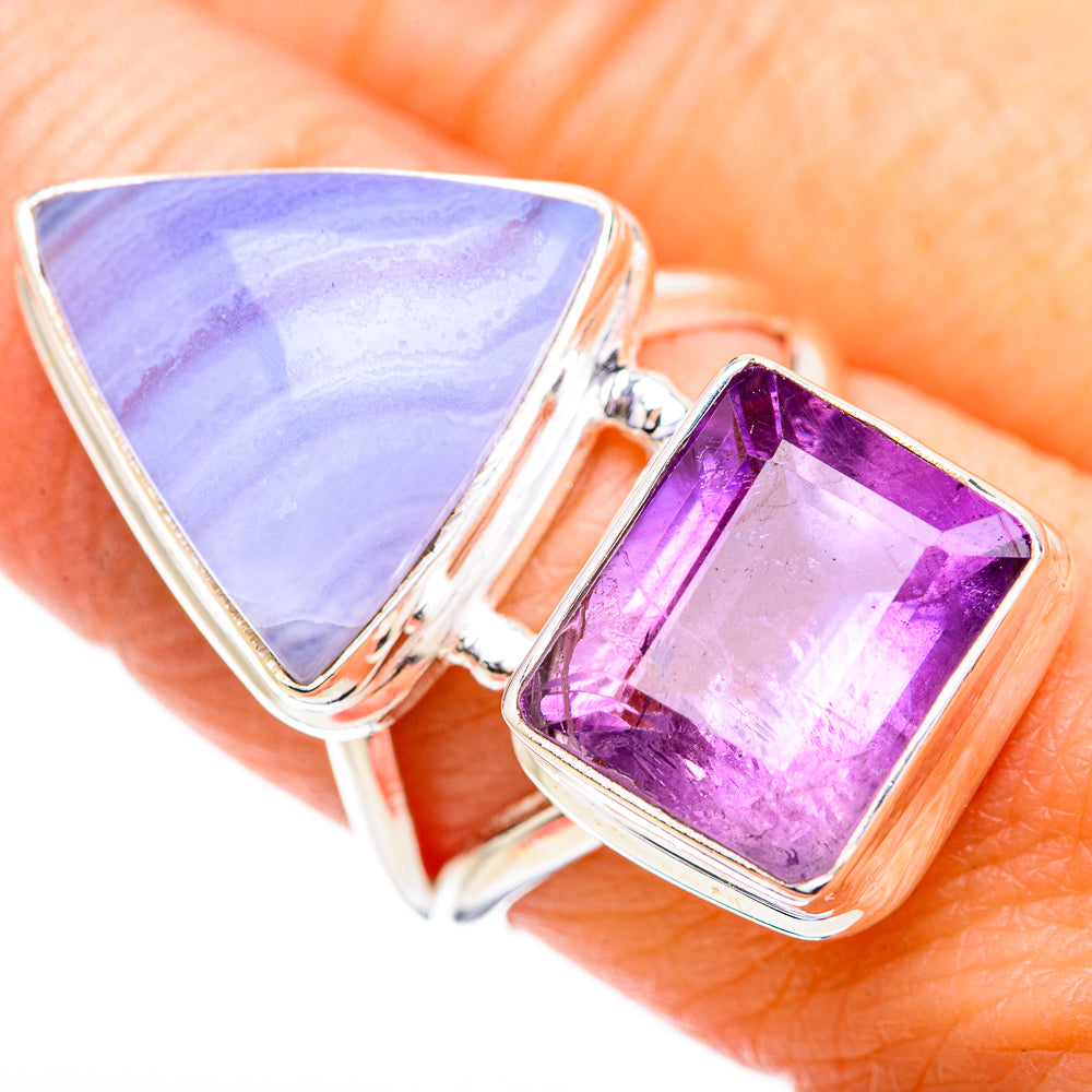 Blue Lace Agate Rings handcrafted by Anasilvercos - RING130757
