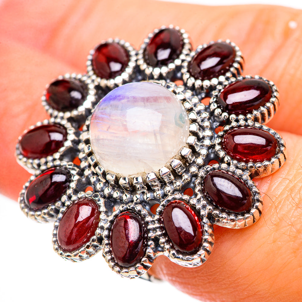 Rainbow Moonstone Rings handcrafted by Anasilvercos - RING130762