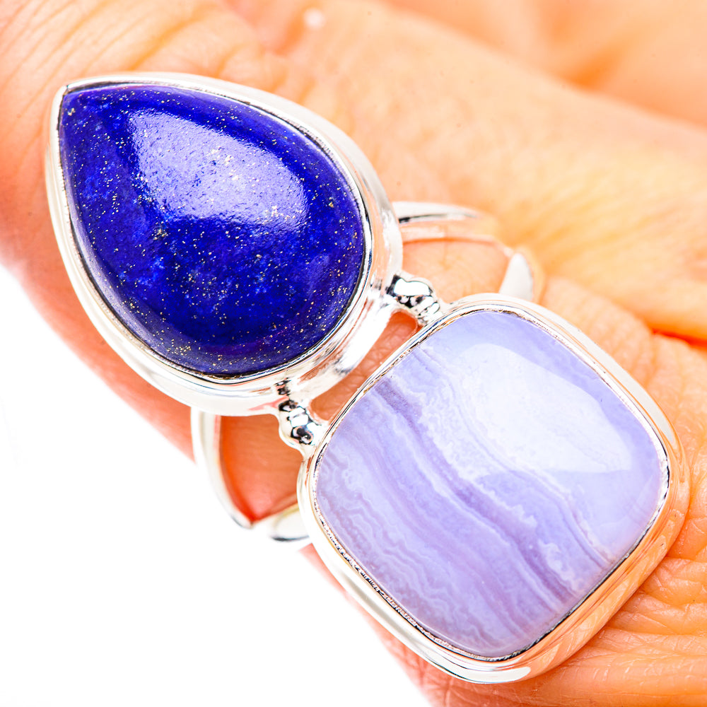 Blue Lace Agate Rings handcrafted by Anasilvercos - RING130769