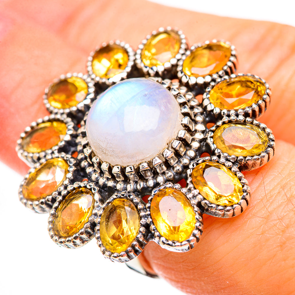 Rainbow Moonstone Rings handcrafted by Anasilvercos - RING130775
