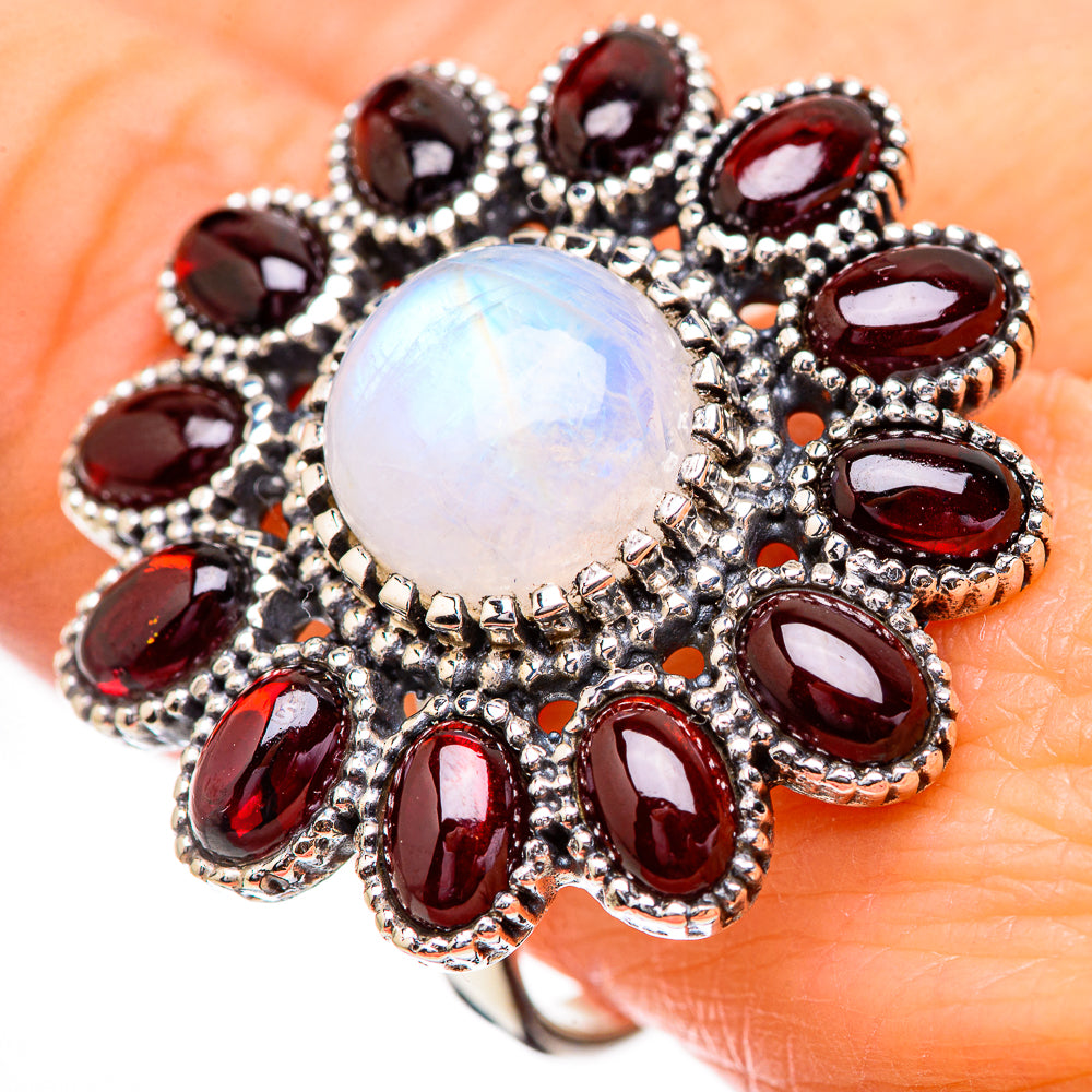 Rainbow Moonstone Rings handcrafted by Anasilvercos - RING130776