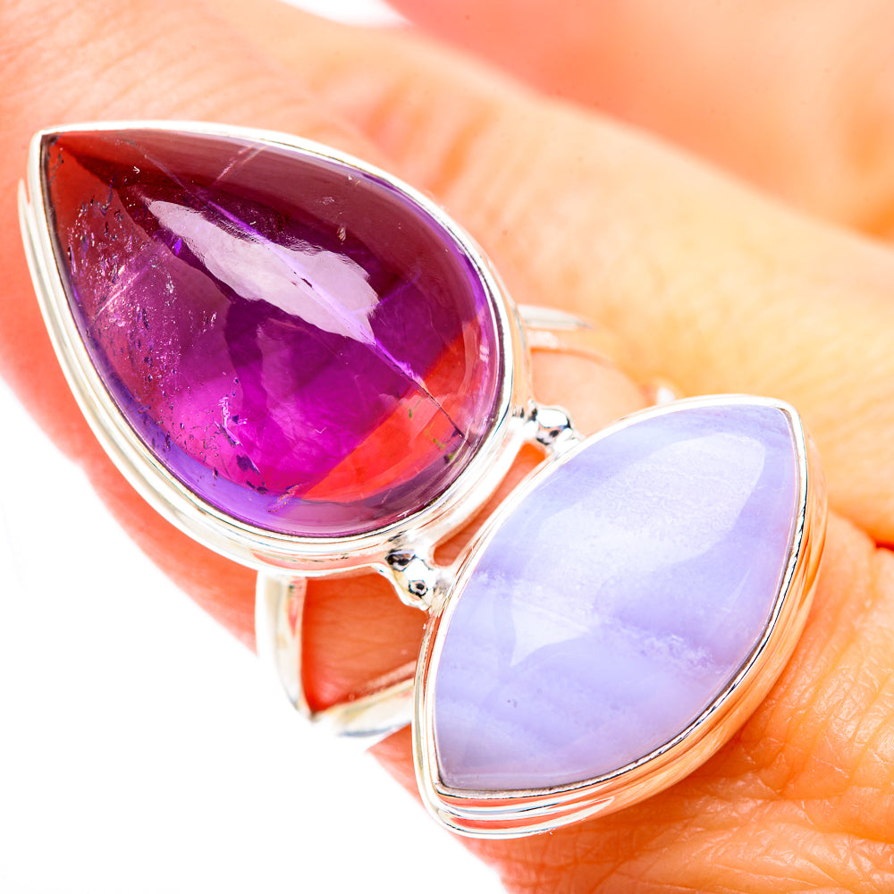 Blue Lace Agate Rings handcrafted by Anasilvercos - RING130777