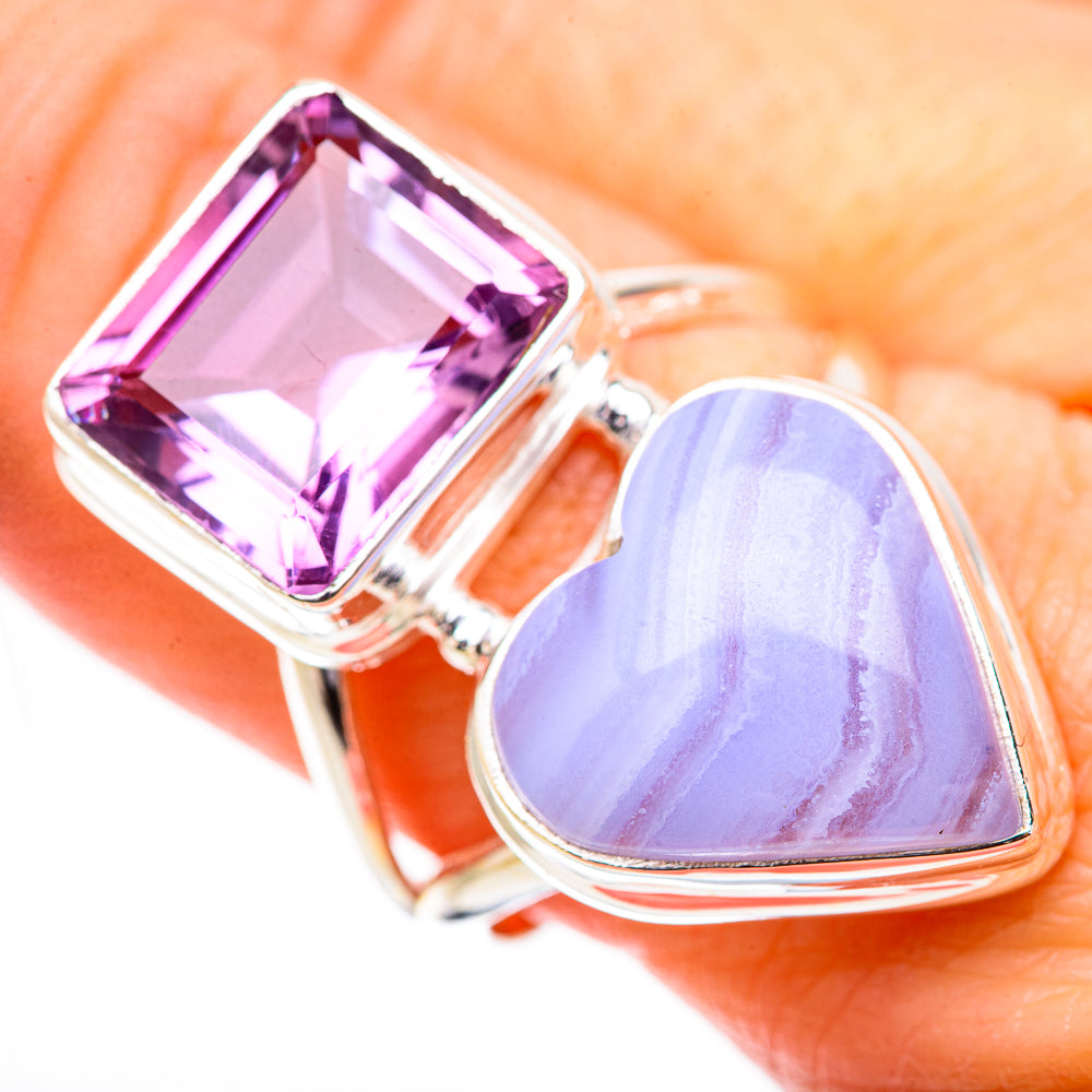 Blue Lace Agate Rings handcrafted by Anasilvercos - RING130778