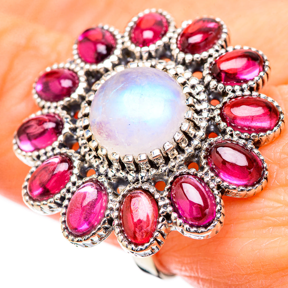 Rainbow Moonstone Rings handcrafted by Anasilvercos - RING130797