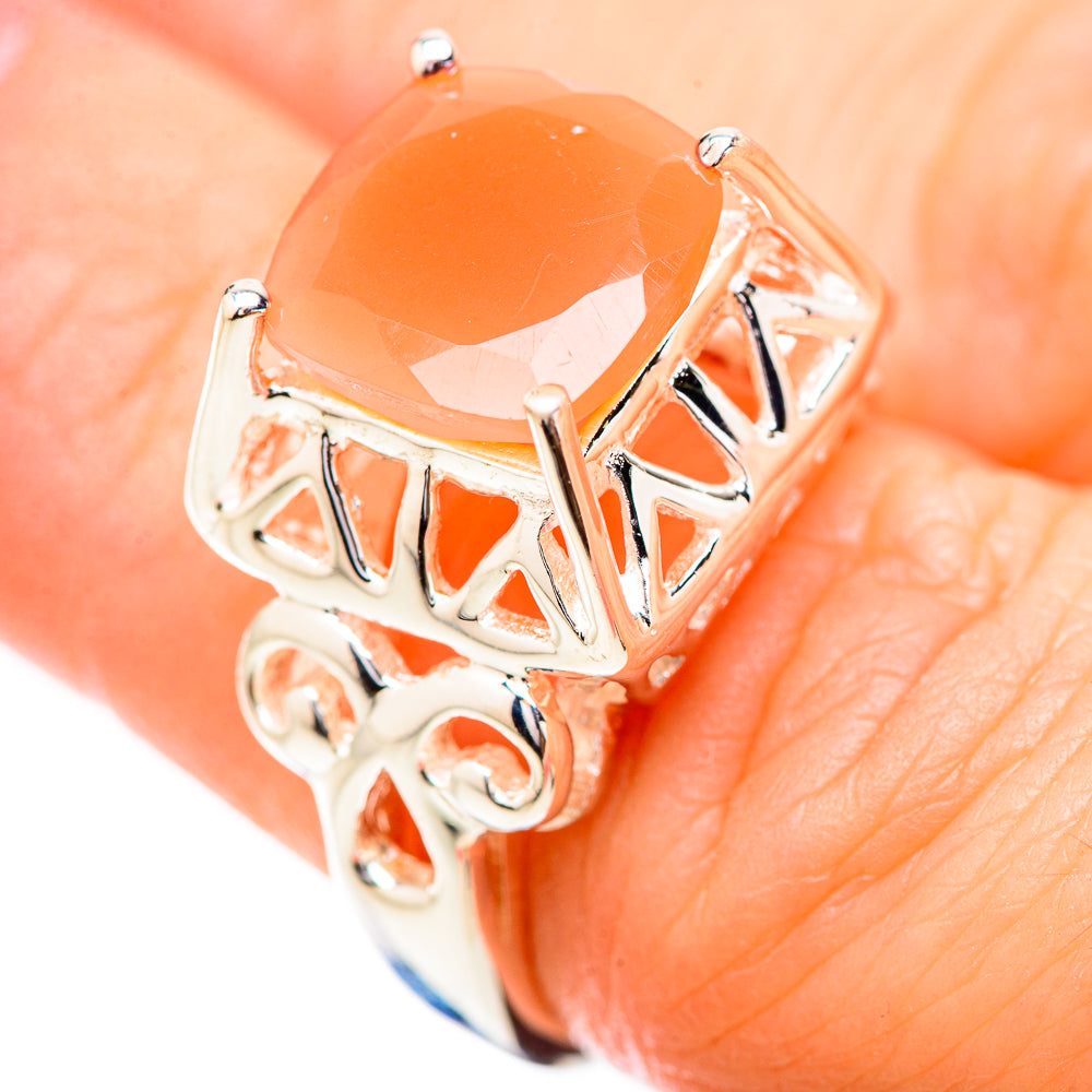 Peach Moonstone Rings handcrafted by Anasilvercos - RING130806