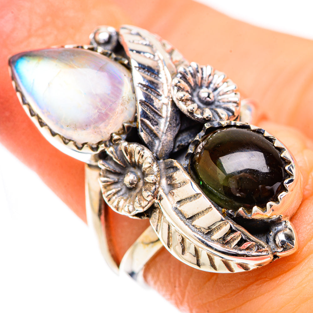 Rainbow Moonstone Rings handcrafted by Anasilvercos - RING130830