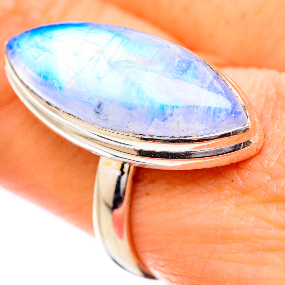 Rainbow Moonstone Rings handcrafted by Anasilvercos - RING130859