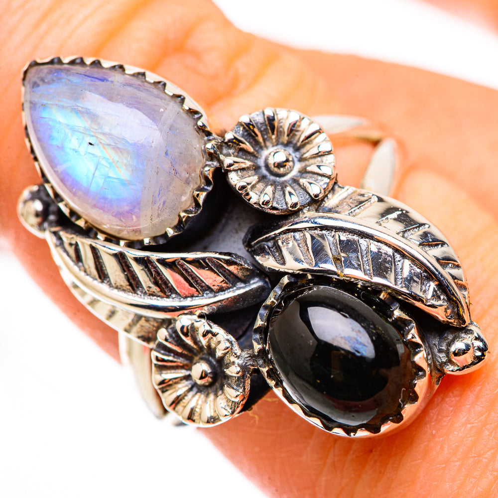 Rainbow Moonstone Rings handcrafted by Anasilvercos - RING130878