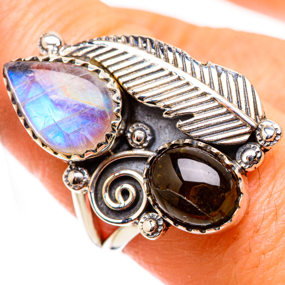 Rainbow Moonstone Rings handcrafted by Anasilvercos - RING130881