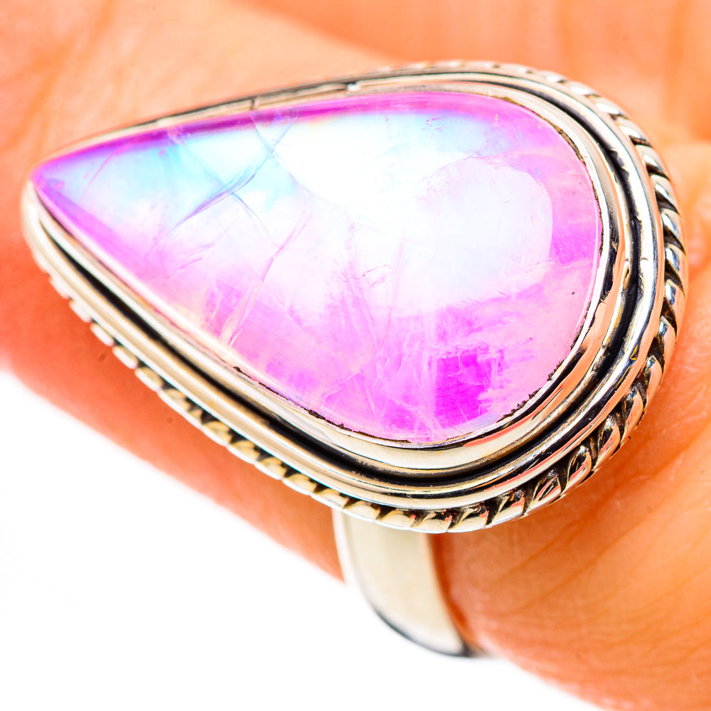 Pink Moonstone Rings handcrafted by Anasilvercos - RING130884