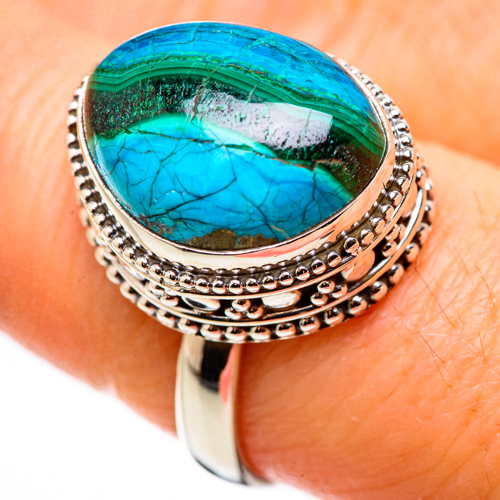 Malachite In Chrysocolla Rings handcrafted by Anasilvercos - RING130891
