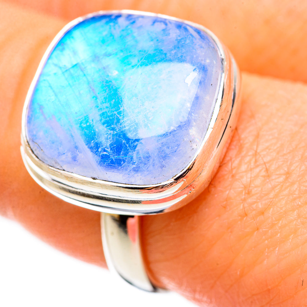 Rainbow Moonstone Rings handcrafted by Anasilvercos - RING130901