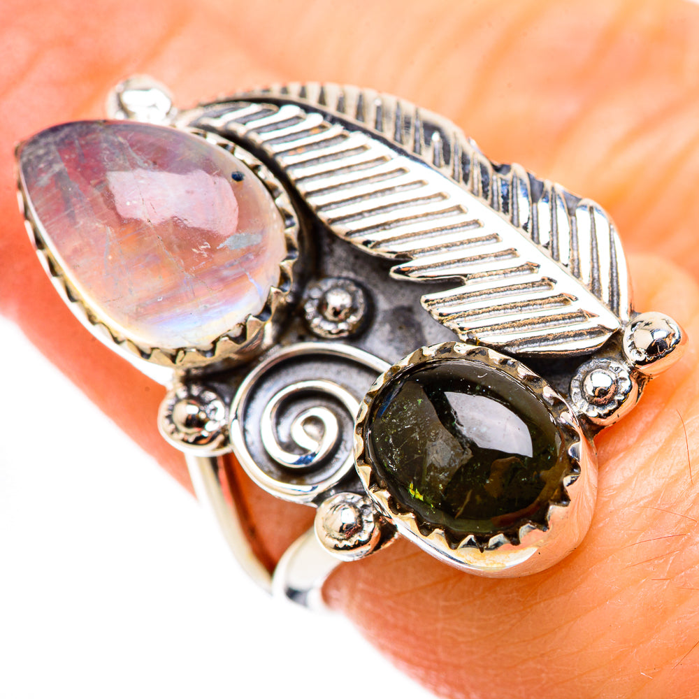 Rainbow Moonstone Rings handcrafted by Anasilvercos - RING130904