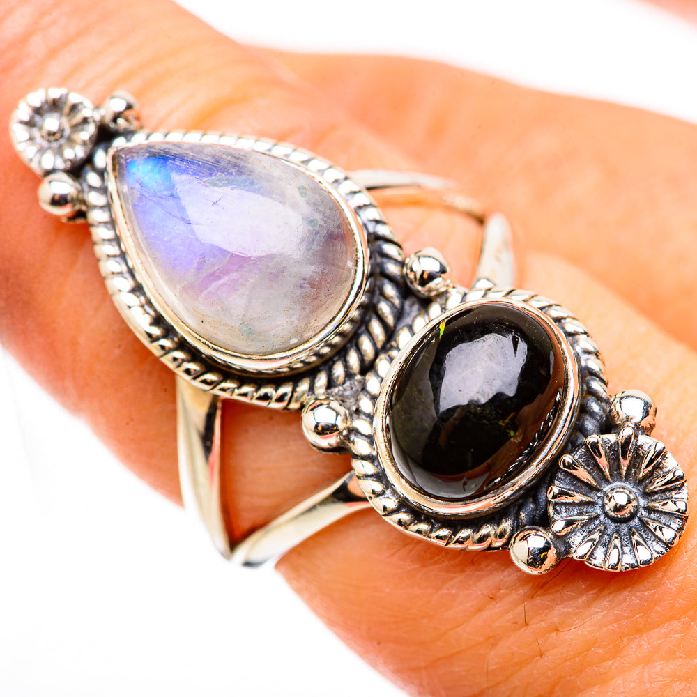 Rainbow Moonstone Rings handcrafted by Anasilvercos - RING130926
