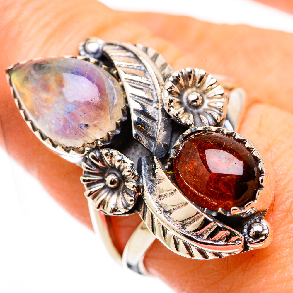 Rainbow Moonstone Rings handcrafted by Anasilvercos - RING130929