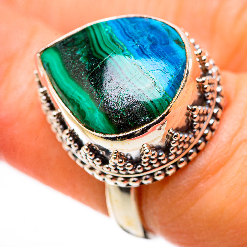 Malachite In Chrysocolla Rings handcrafted by Anasilvercos - RING130935