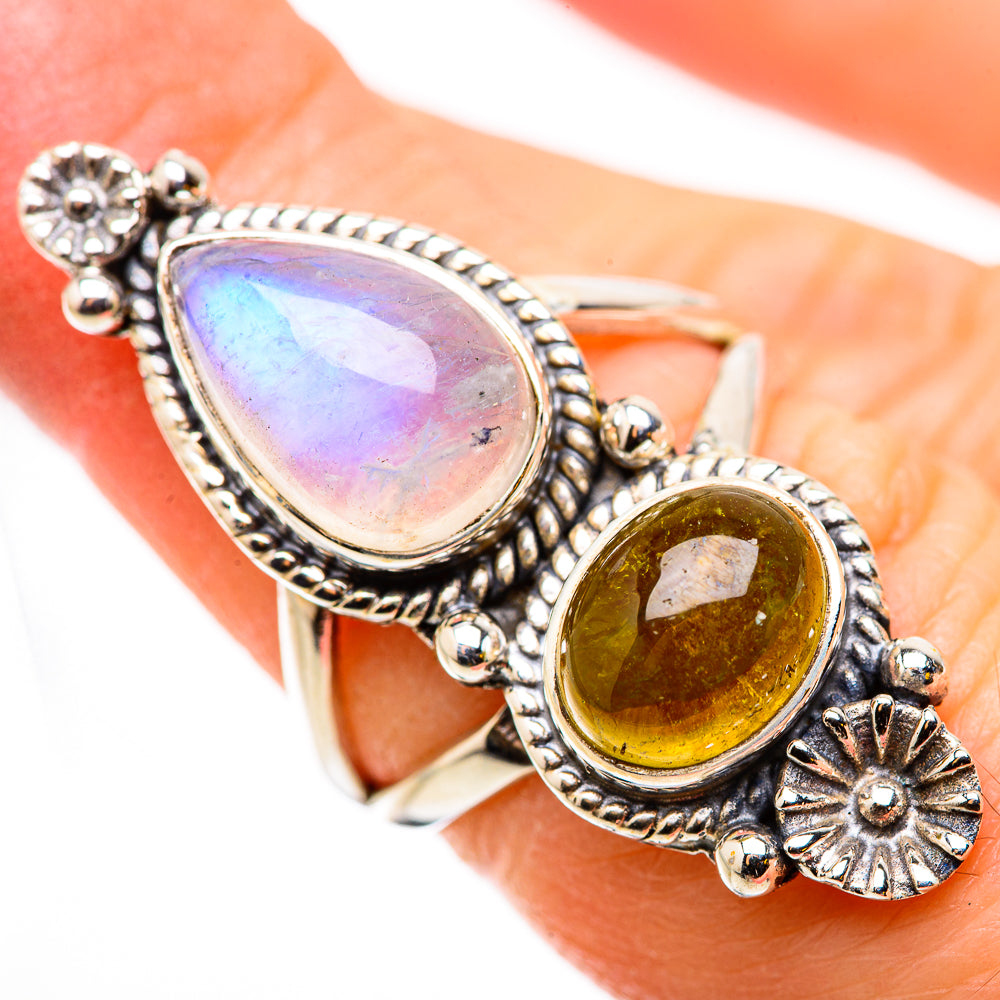 Rainbow Moonstone Rings handcrafted by Anasilvercos - RING130951