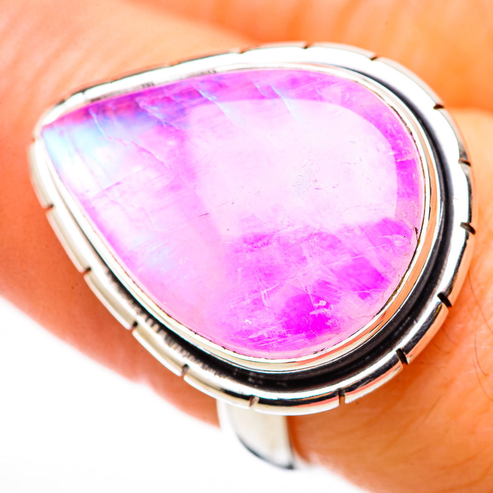 Pink Moonstone Rings handcrafted by Anasilvercos - RING130953