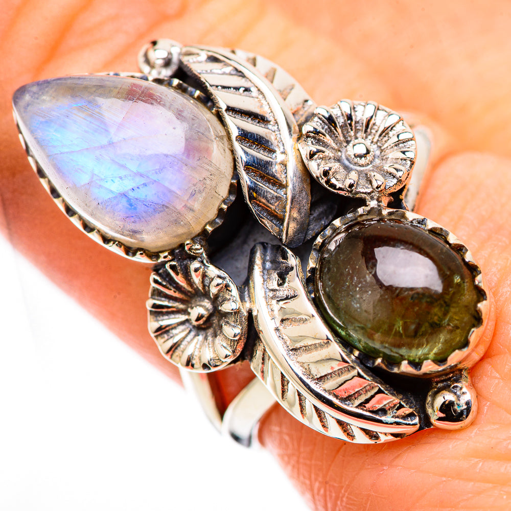 Rainbow Moonstone Rings handcrafted by Anasilvercos - RING130969