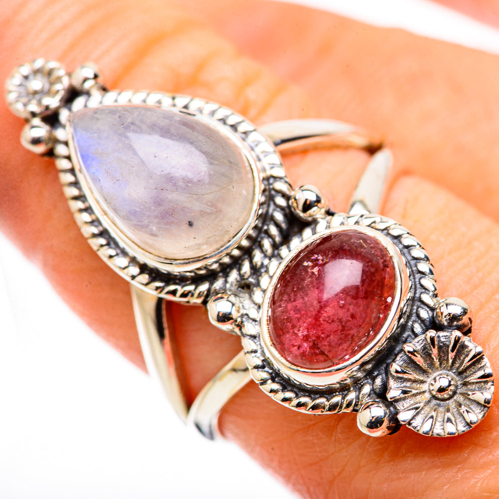 Rainbow Moonstone Rings handcrafted by Anasilvercos - RING130972