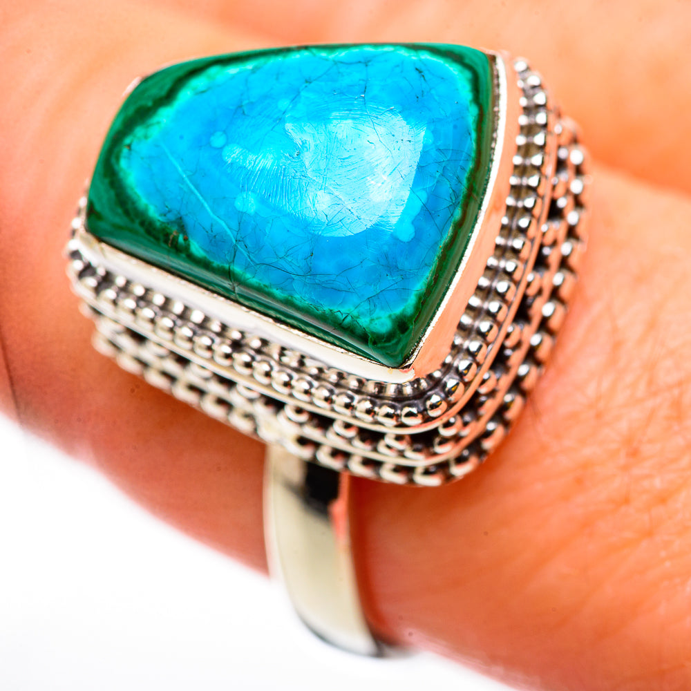 Malachite In Chrysocolla Rings handcrafted by Anasilvercos - RING130993