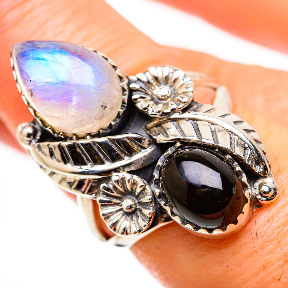 Rainbow Moonstone Rings handcrafted by Anasilvercos - RING131014
