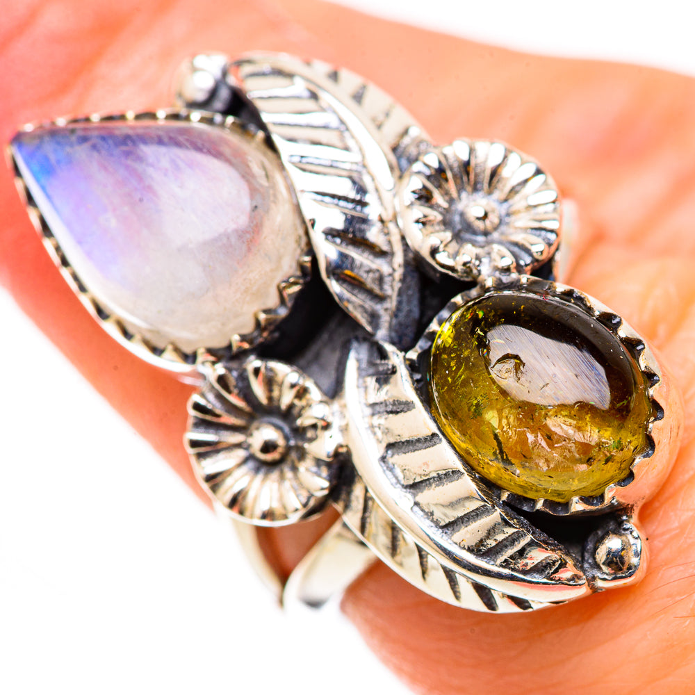 Rainbow Moonstone Rings handcrafted by Anasilvercos - RING131025