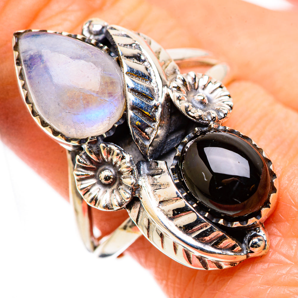 Rainbow Moonstone Rings handcrafted by Anasilvercos - RING131038