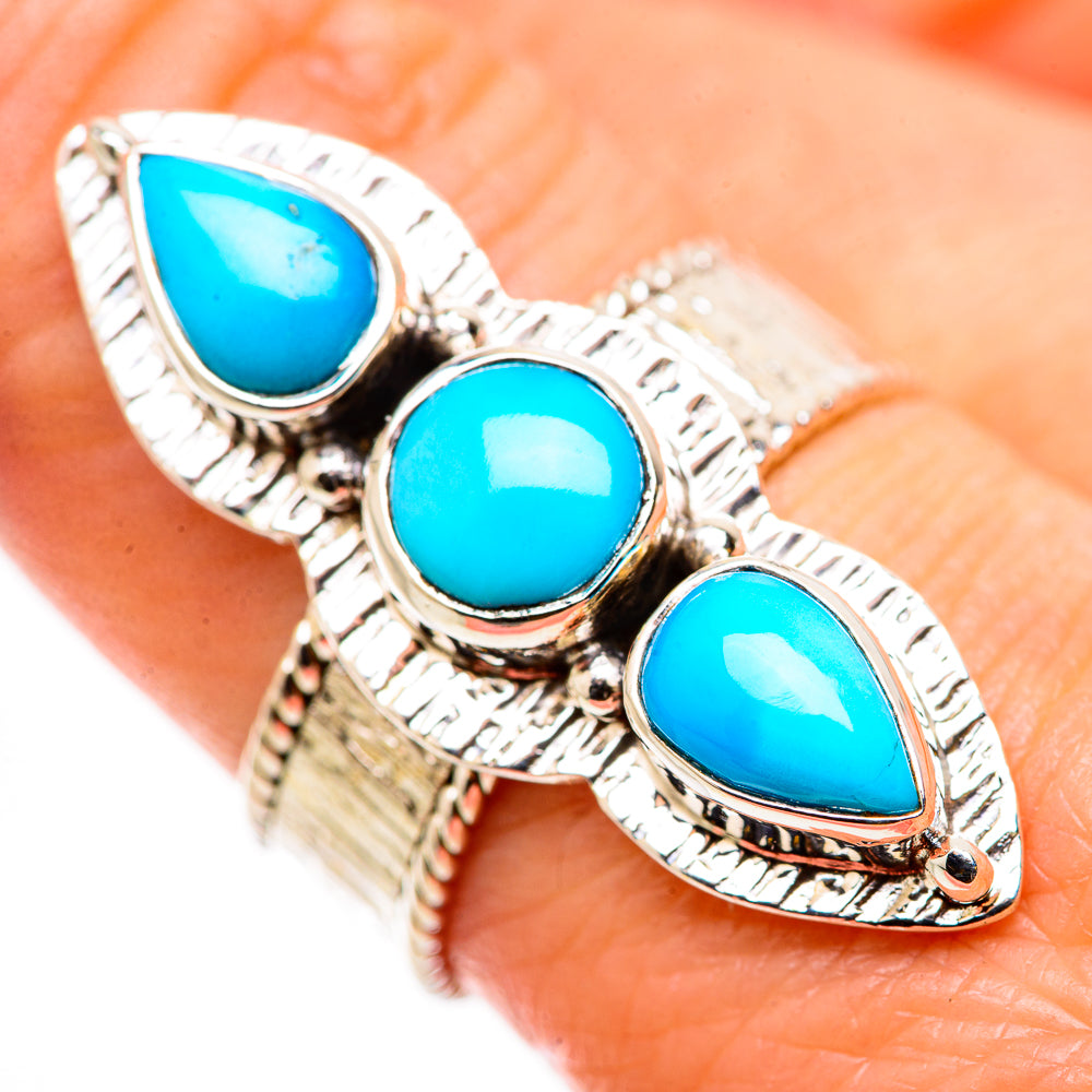 Sleeping Beauty Turquoise Rings handcrafted by Anasilvercos - RING131048