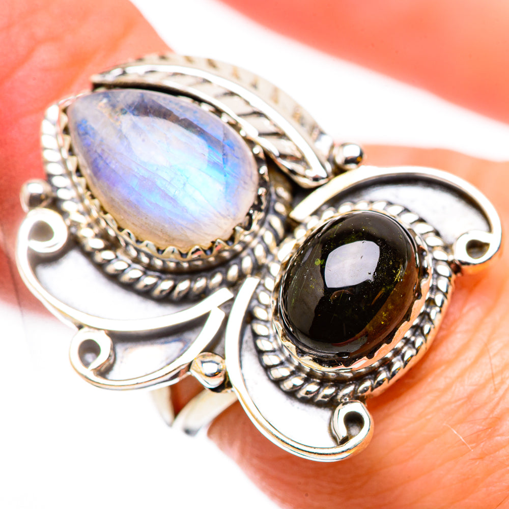 Rainbow Moonstone Rings handcrafted by Anasilvercos - RING131049