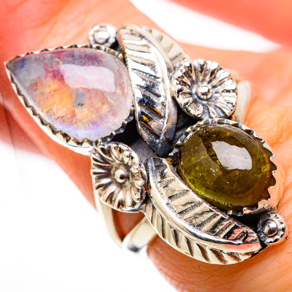 Rainbow Moonstone Rings handcrafted by Anasilvercos - RING131062