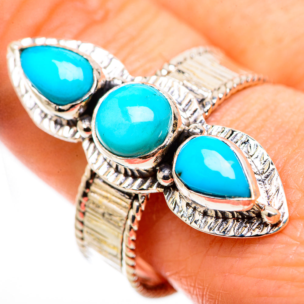 Sleeping Beauty Turquoise Rings handcrafted by Anasilvercos - RING131068