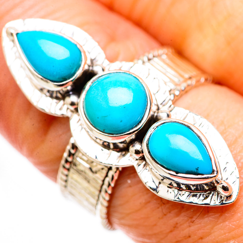 Sleeping Beauty Turquoise Rings handcrafted by Anasilvercos - RING131078