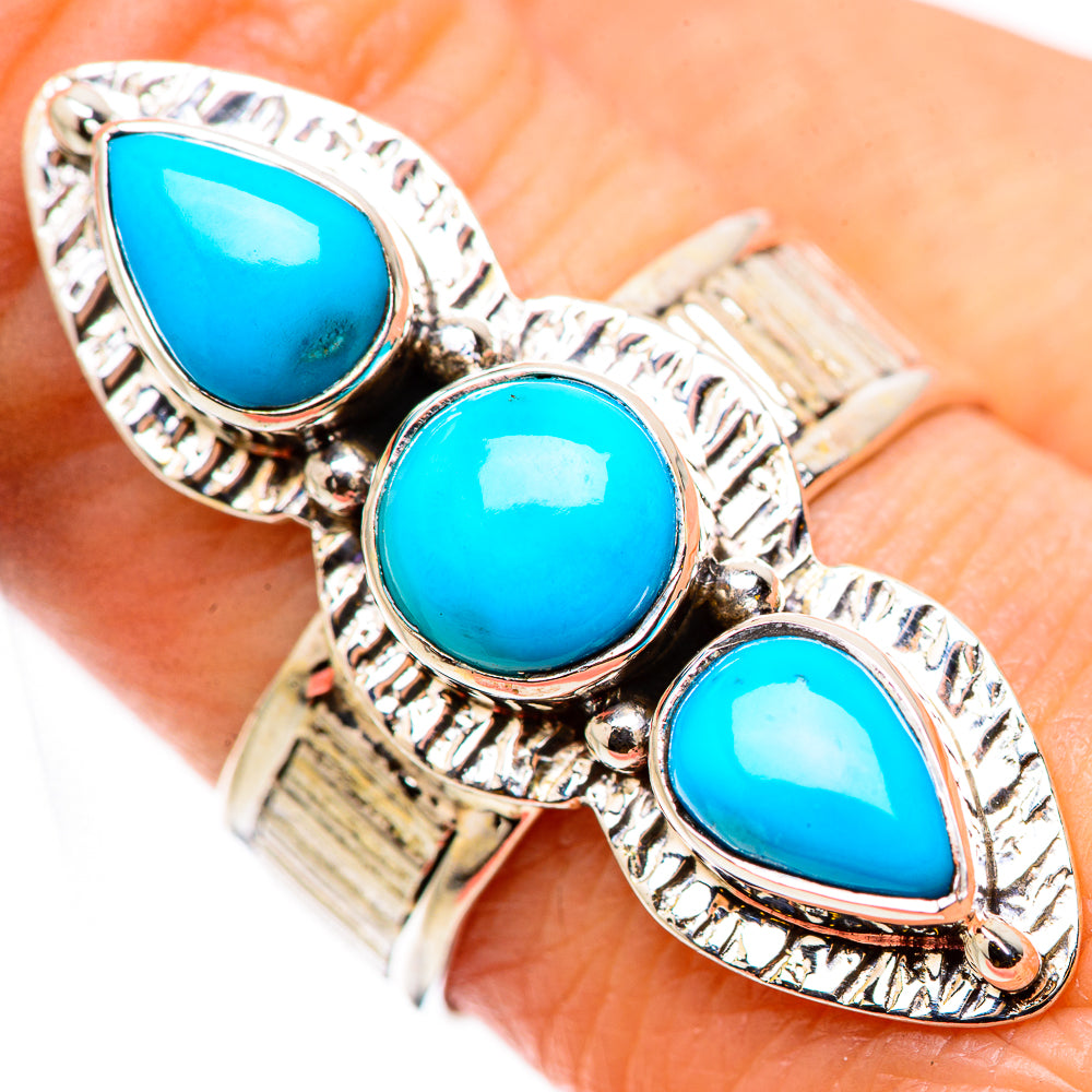 Sleeping Beauty Turquoise Rings handcrafted by Anasilvercos - RING131080
