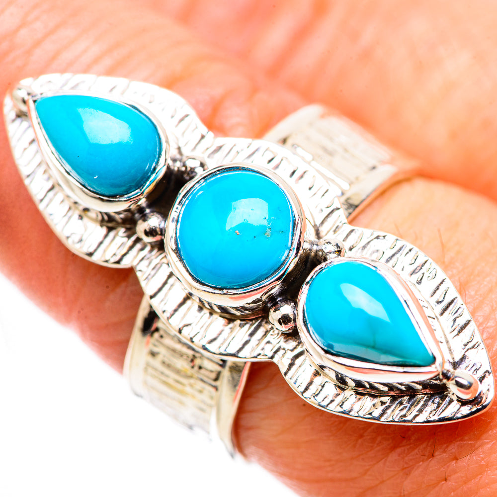 Sleeping Beauty Turquoise Rings handcrafted by Anasilvercos - RING131085
