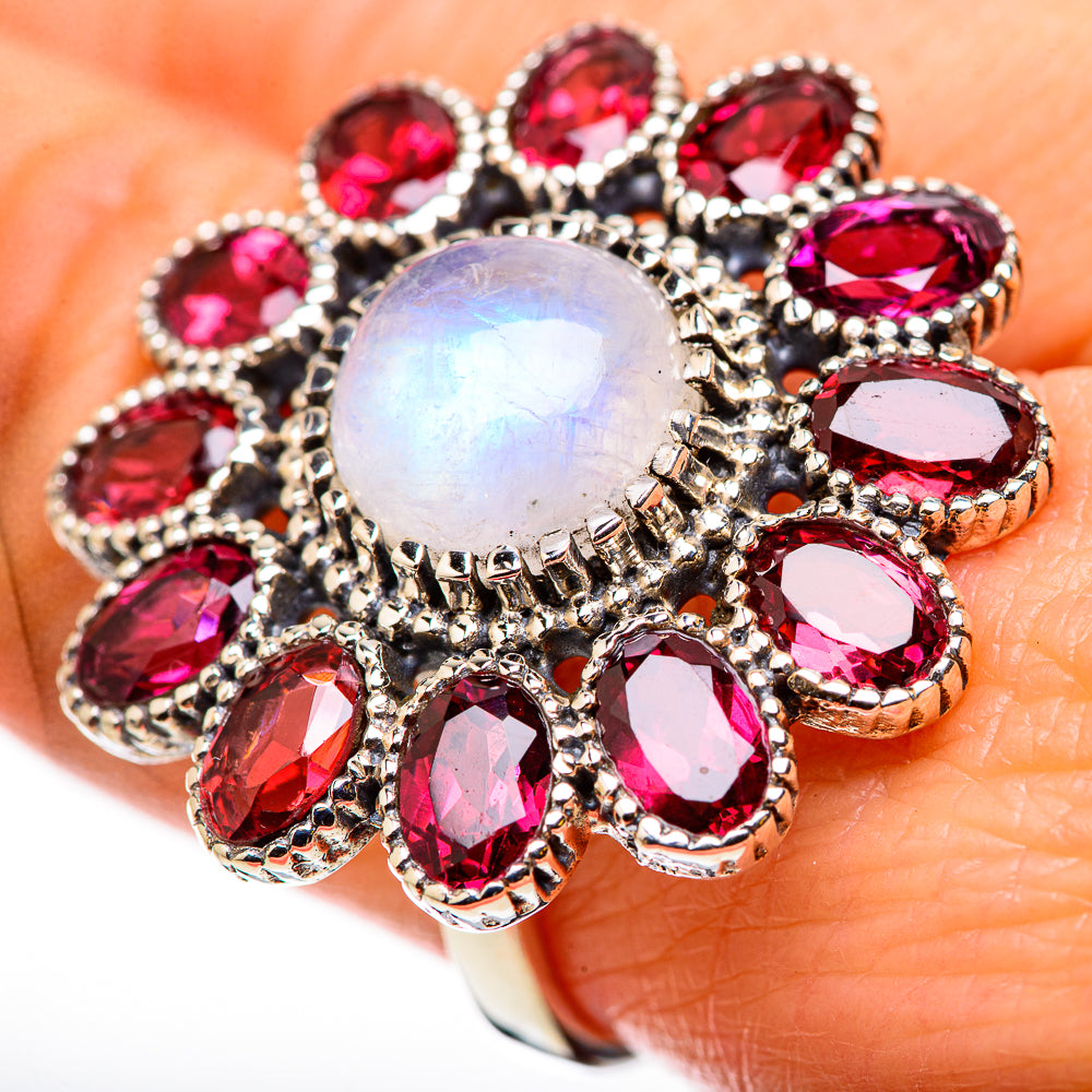 Rainbow Moonstone Rings handcrafted by Anasilvercos - RING131092