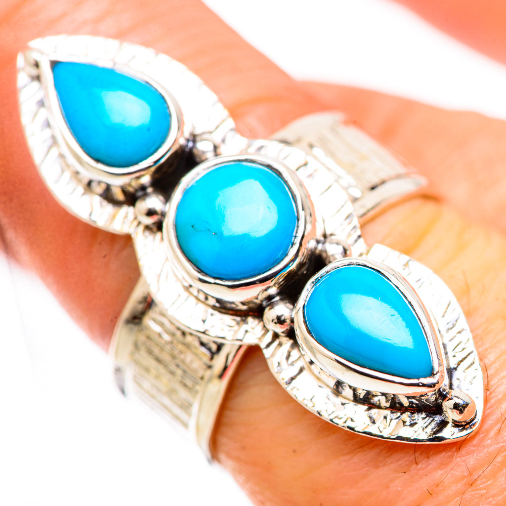 Sleeping Beauty Turquoise Rings handcrafted by Anasilvercos - RING131096