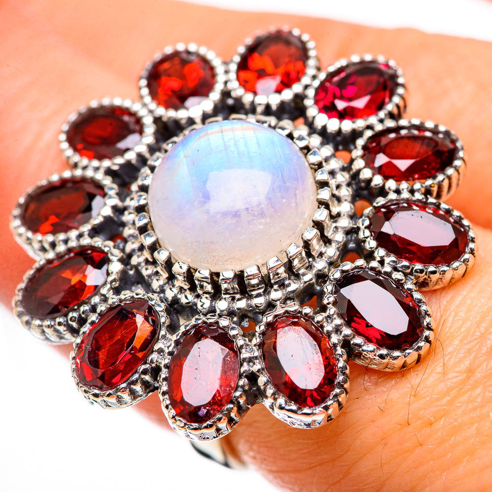 Rainbow Moonstone Rings handcrafted by Anasilvercos - RING131101