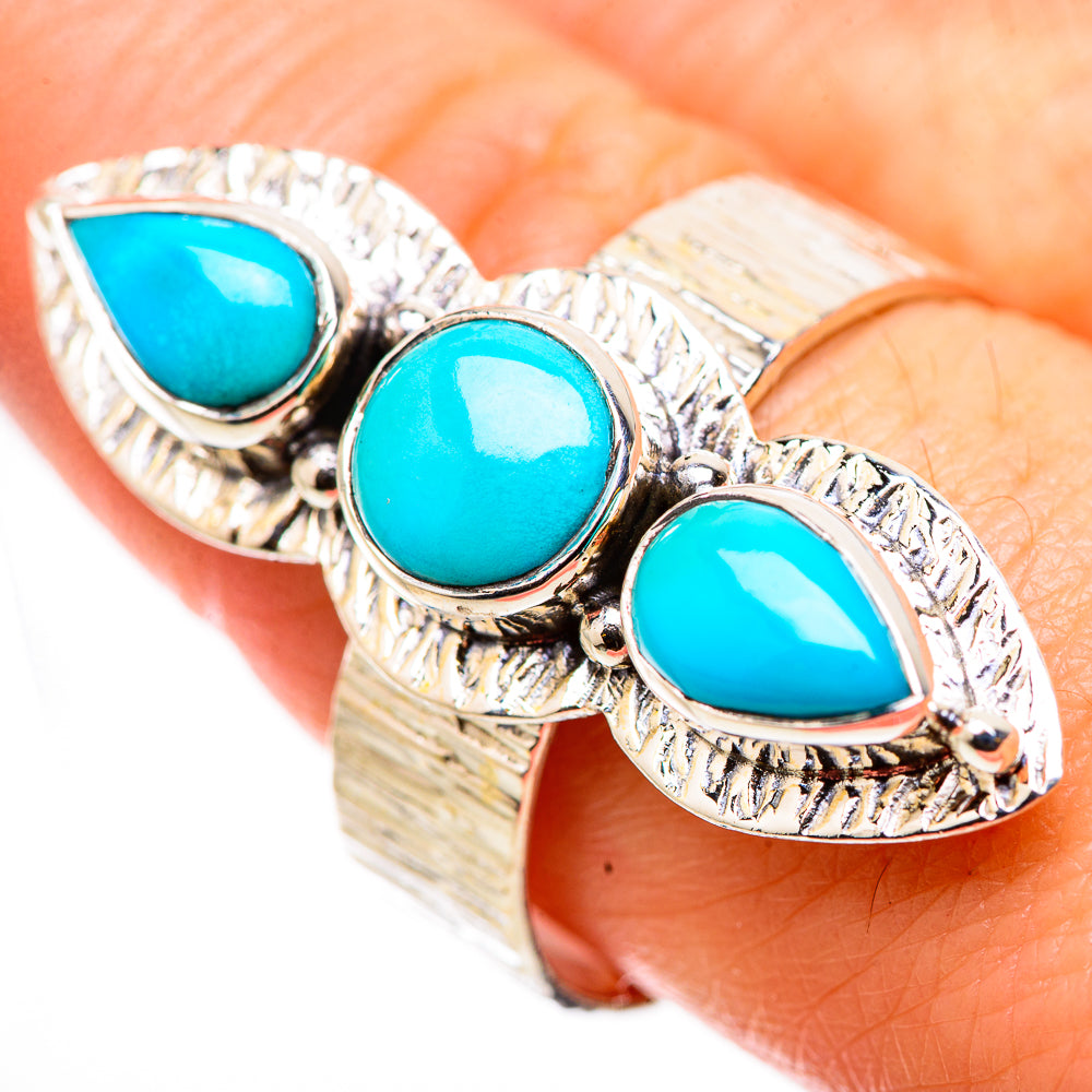 Sleeping Beauty Turquoise Rings handcrafted by Anasilvercos - RING131110